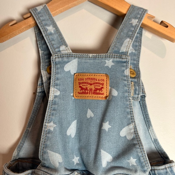 Levi's Blue Denim Skirtall Overalls Dress AOP 2T Girls - Picture 4 of 7